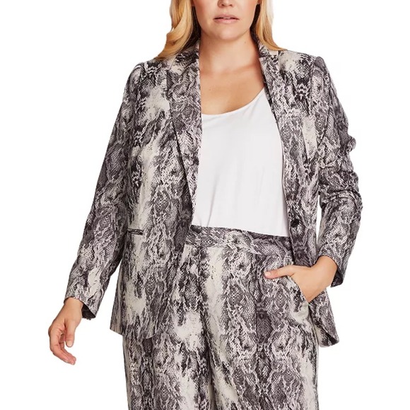 Vince Camuto Snake Animal Print Wide Palazzo Straight Leg 2X XXL 20W Black Grey - Picture 2 of 12